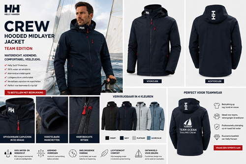 Helly Hansen Crew Hooded Midlayer Jacket - Team Edition